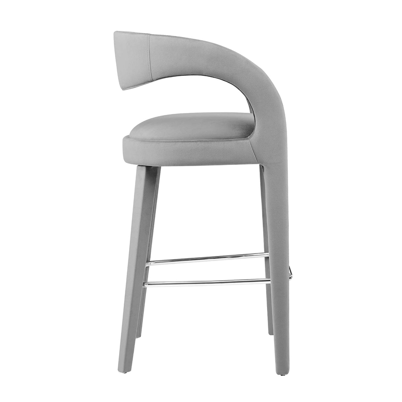 Heron Velvet Bar Stool Set of 2, Gray