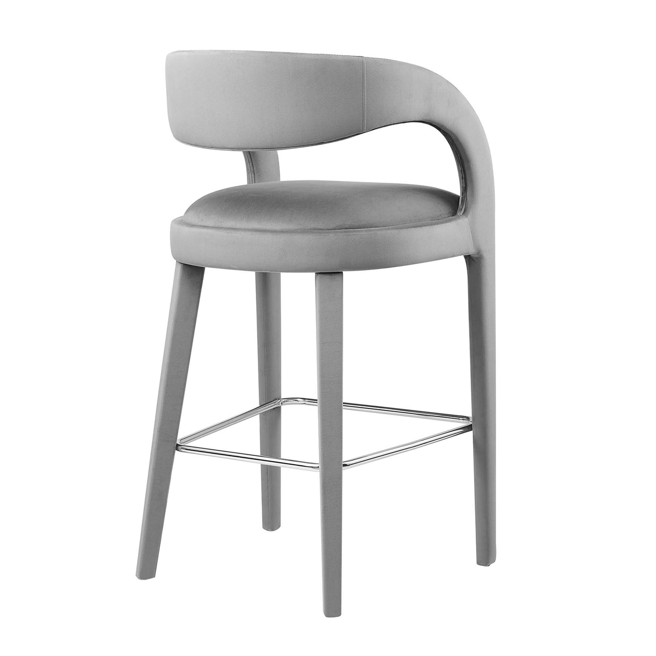Heron Velvet Bar Stool Set of 2, Gray