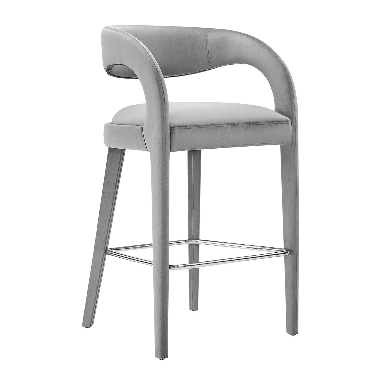 Heron Velvet Bar Stool Set of 2, Gray