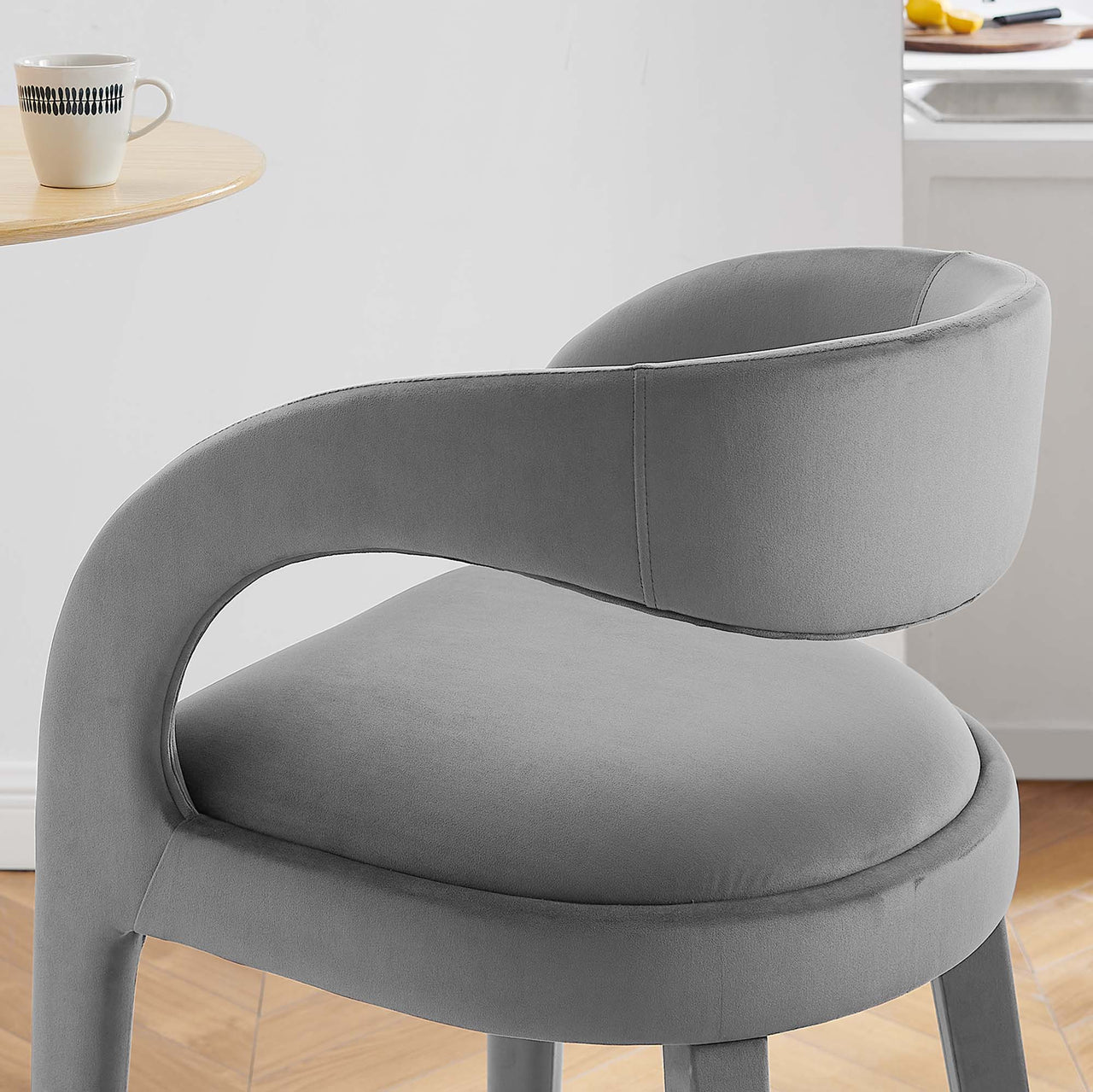 Heron Velvet Bar Stool Set of 2, Gray
