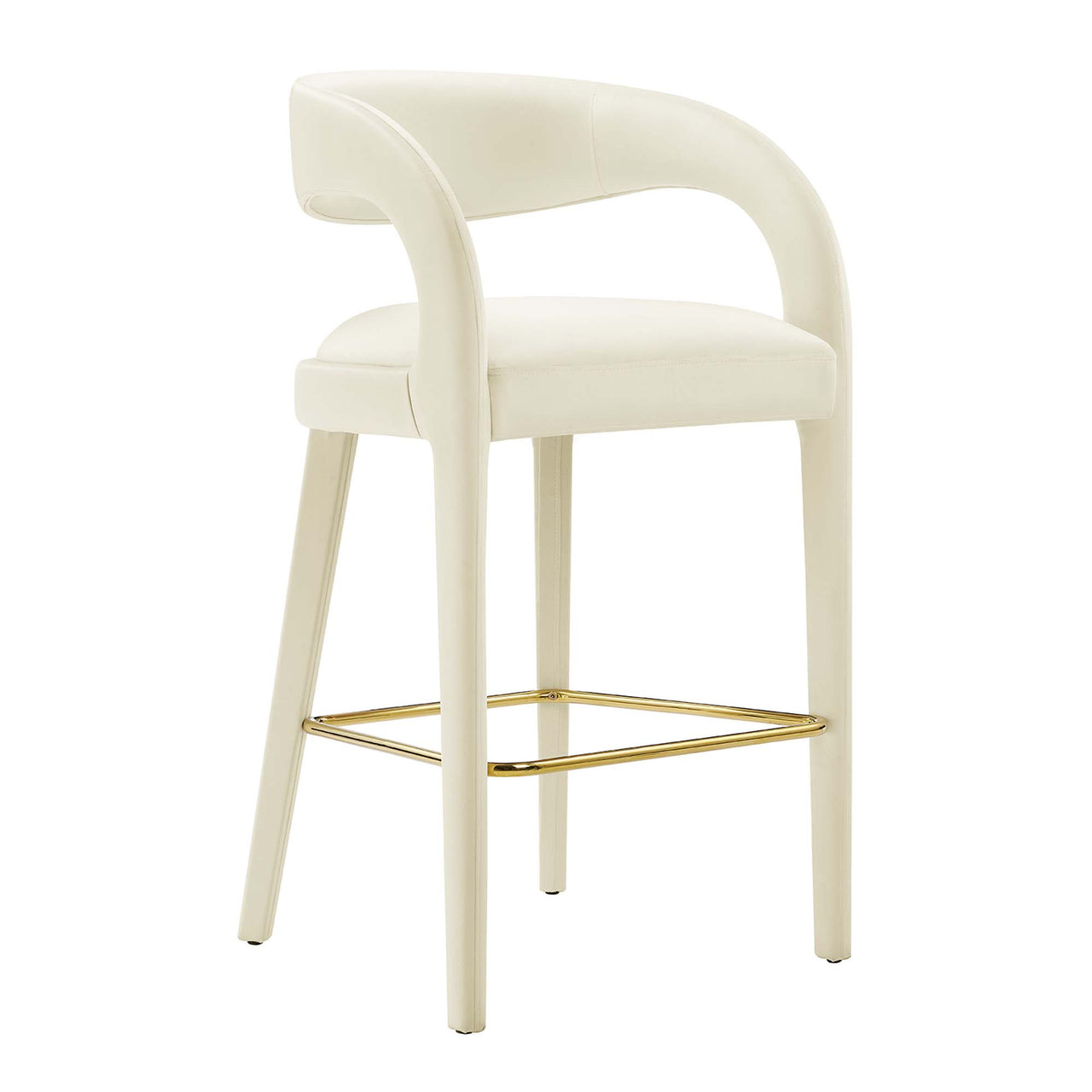 Heron Velvet Bar Stool Set of 2, Ivory