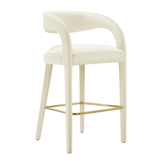 Heron Velvet Bar Stool Set of 2, Ivory