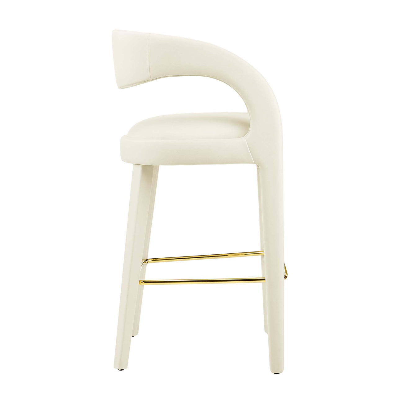 Heron Velvet Bar Stool Set of 2, Ivory