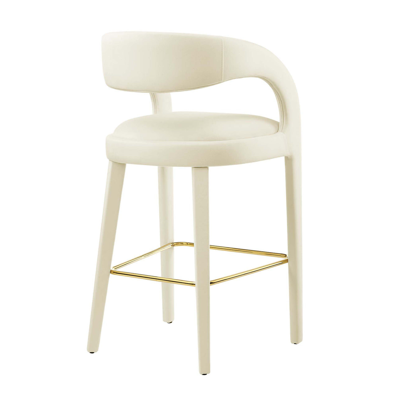 Heron Velvet Bar Stool Set of 2, Ivory
