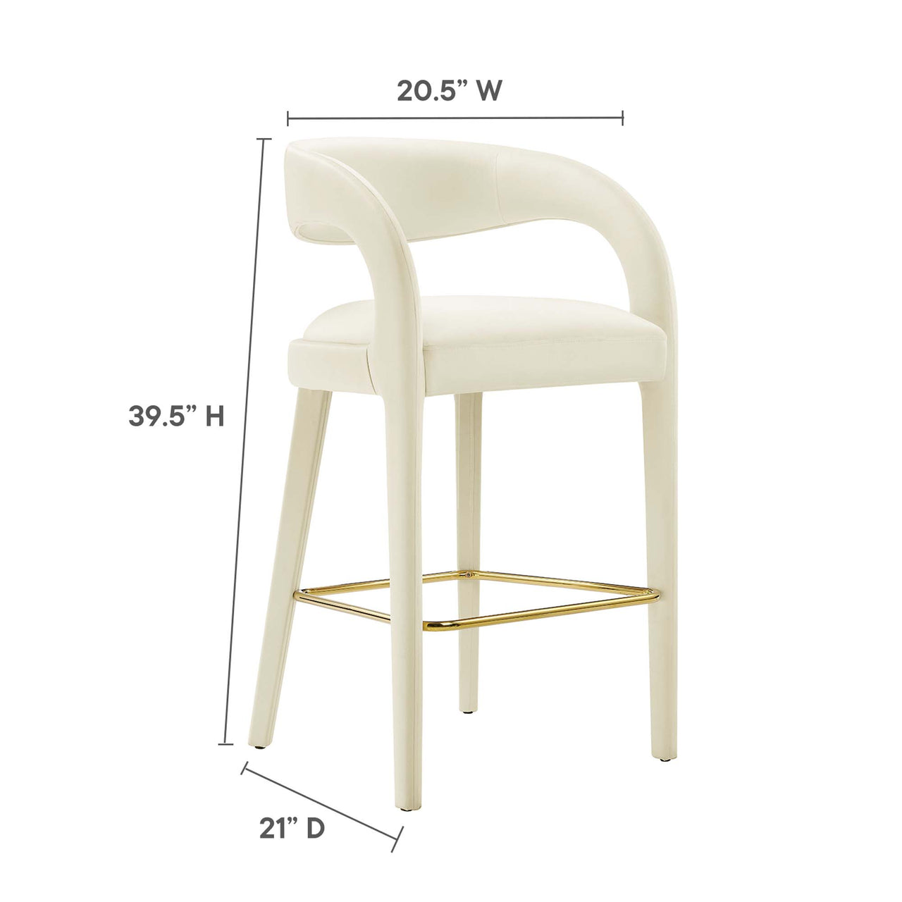 Heron Velvet Bar Stool Set of 2, Ivory
