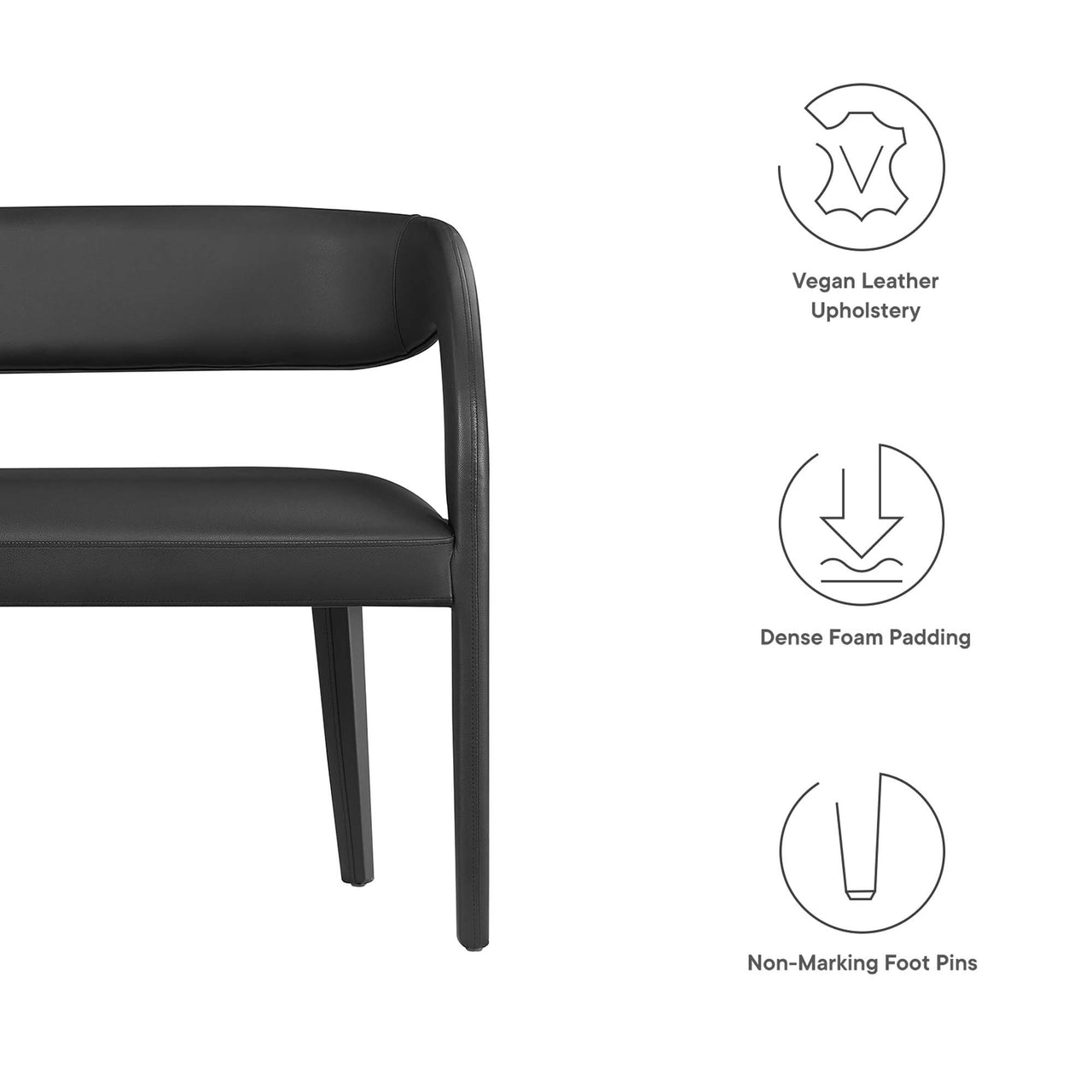 Heron Faux Leather Bench, Black
