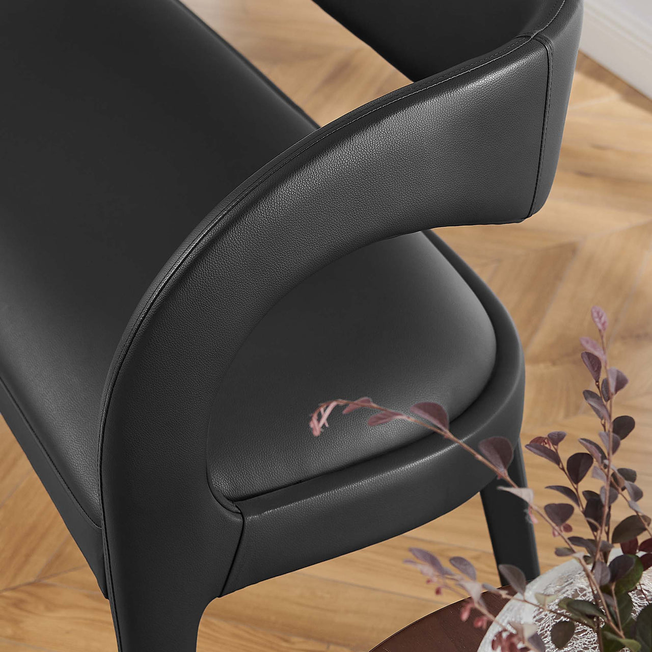 Heron Faux Leather Bench, Black