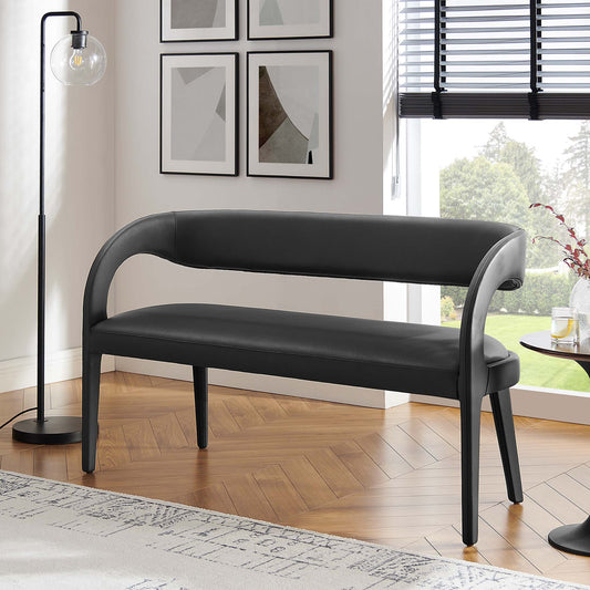 Heron Faux Leather Bench, Black