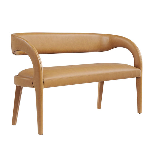 Pinnacle Vegan Leather Accent Bench, Tan