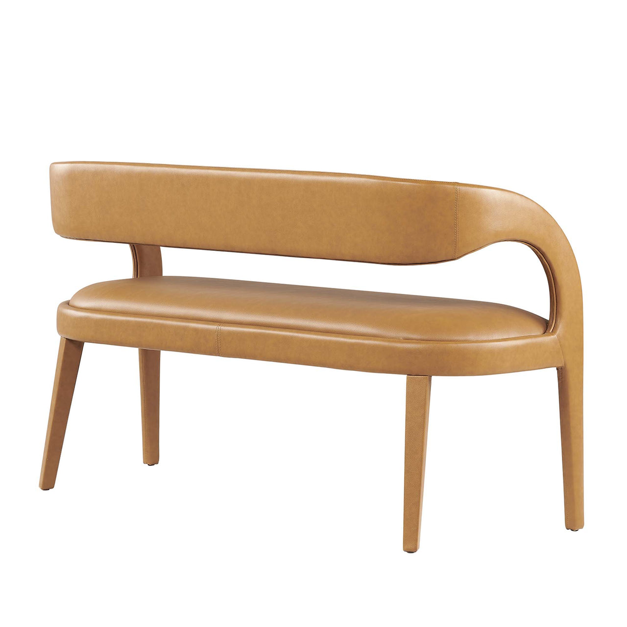 Heron Faux Leather Bench, Tan