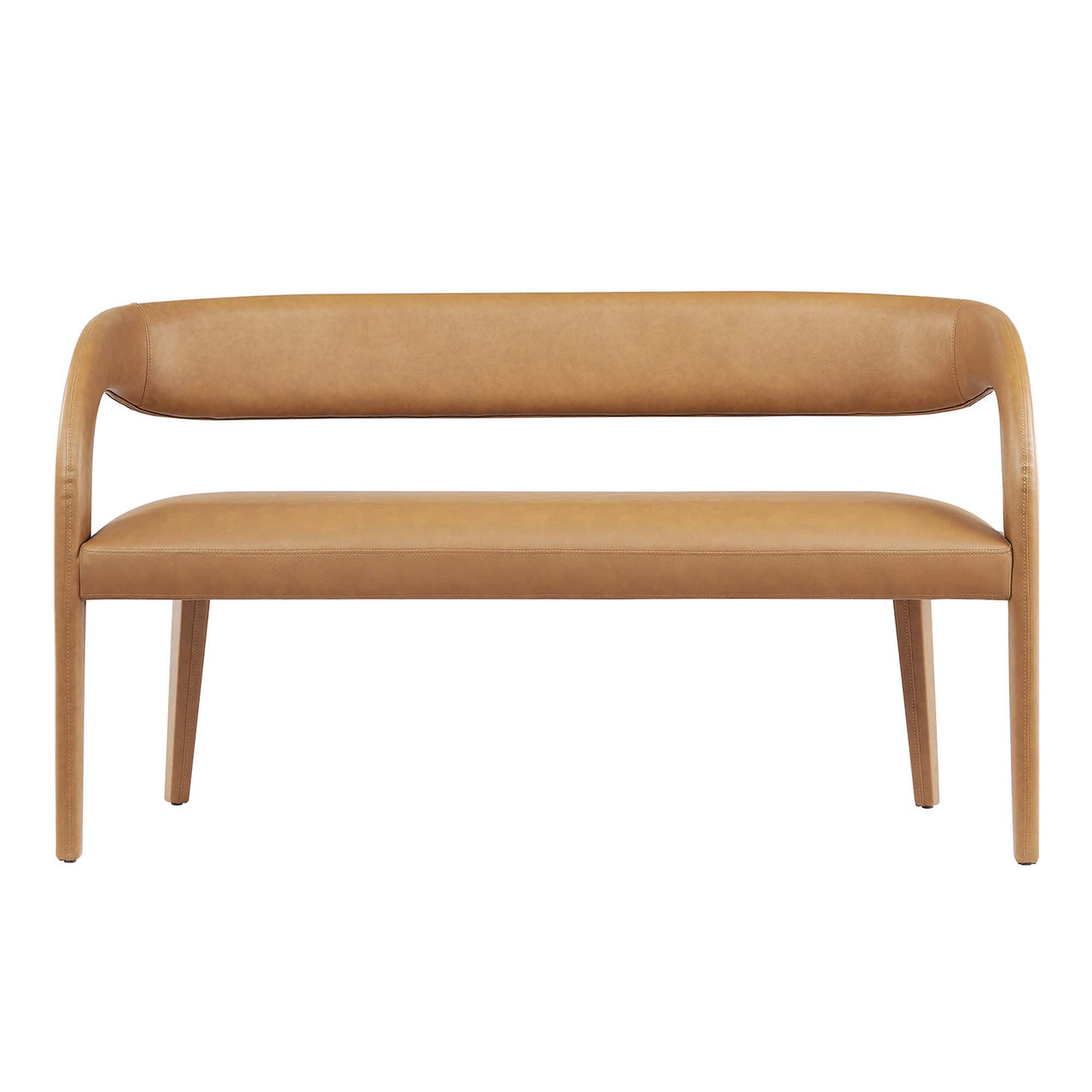 Heron Faux Leather Bench, Tan