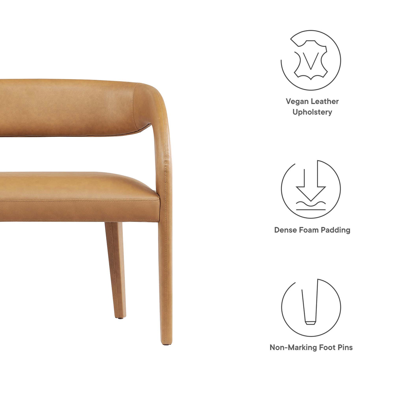 Heron Faux Leather Bench, Tan