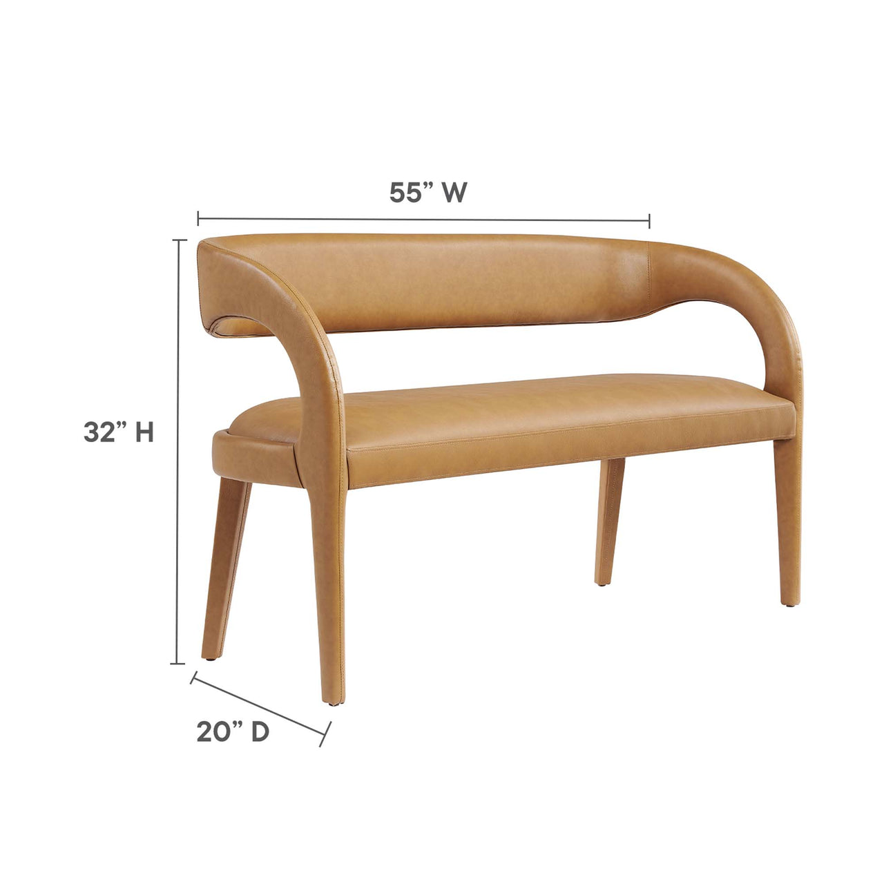 Heron Faux Leather Bench, Tan