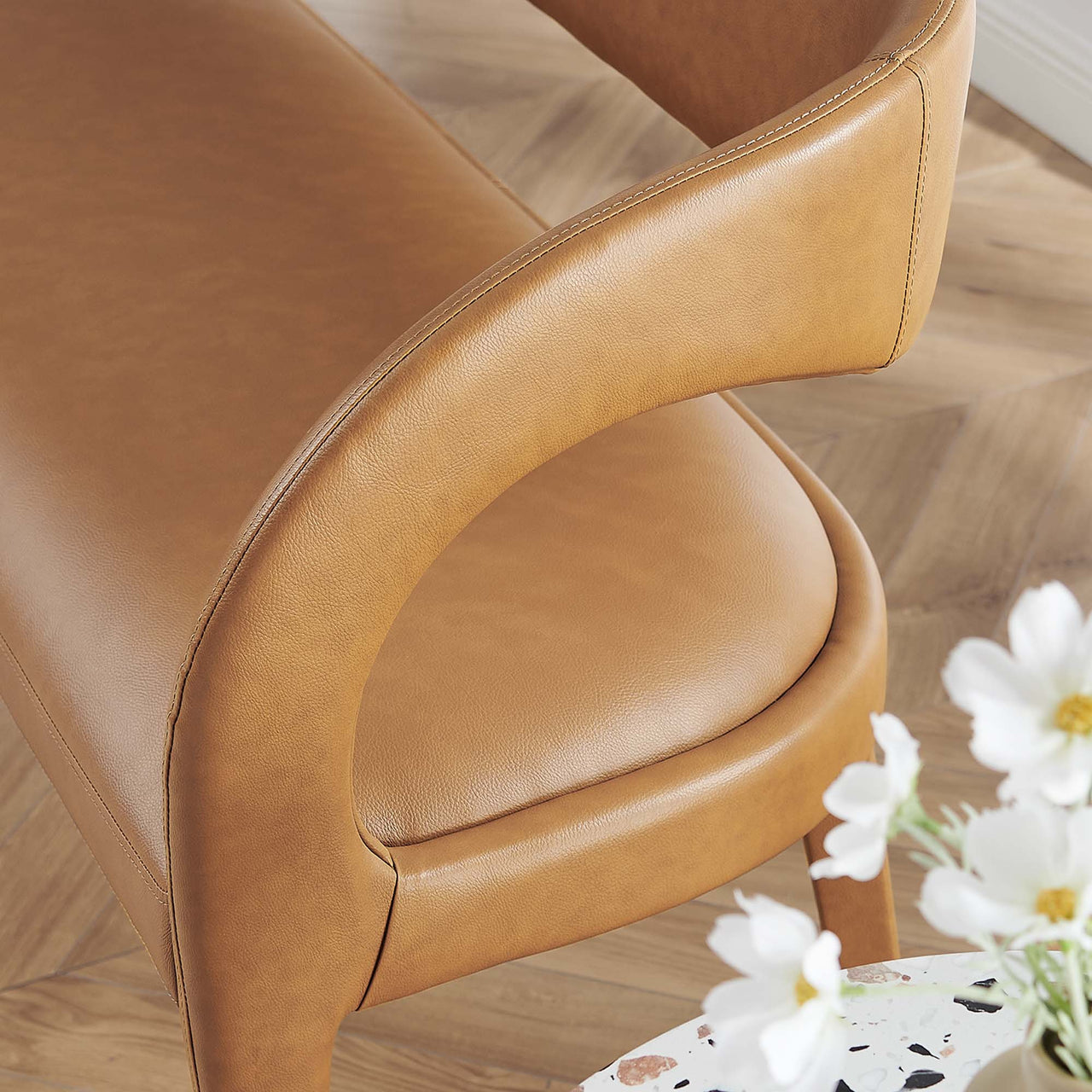 Heron Faux Leather Bench, Tan