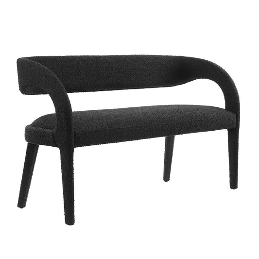 Pinnacle Boucle Fabric Accent Bench, Black