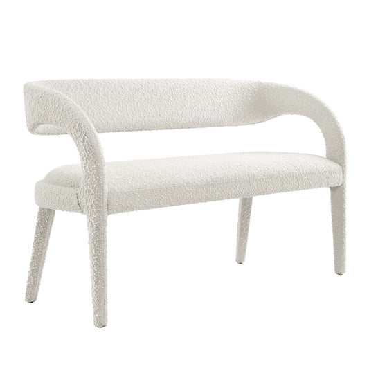 Pinnacle Boucle Fabric Accent Bench, Ivory