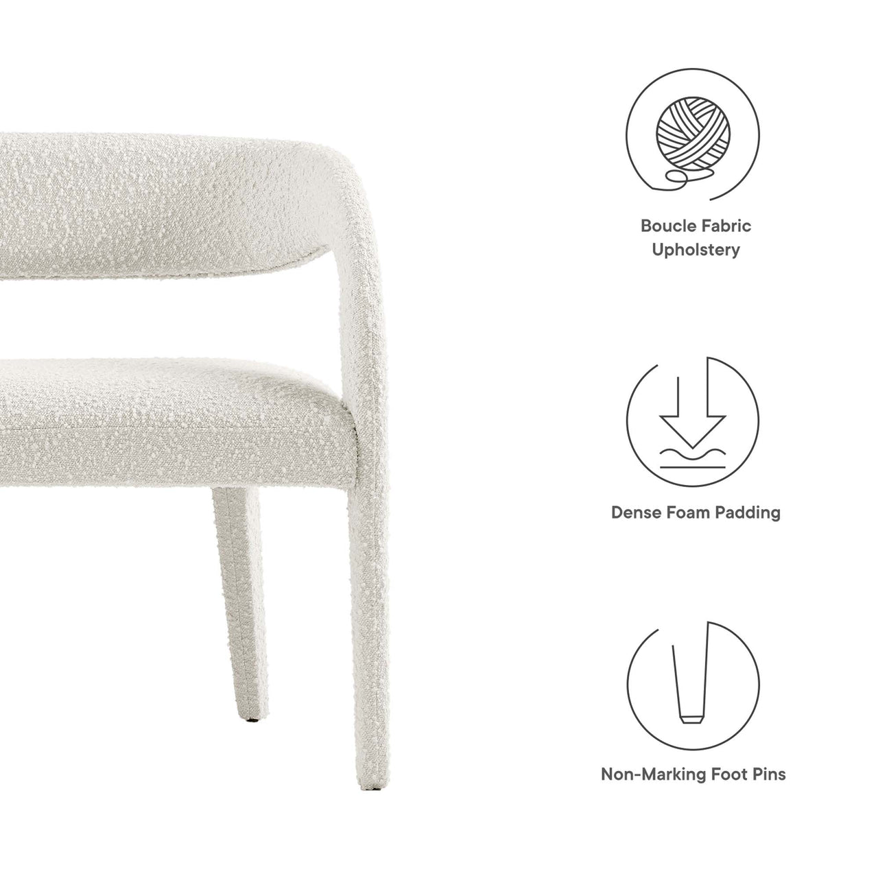 Heron Boucle Bench, Ivory