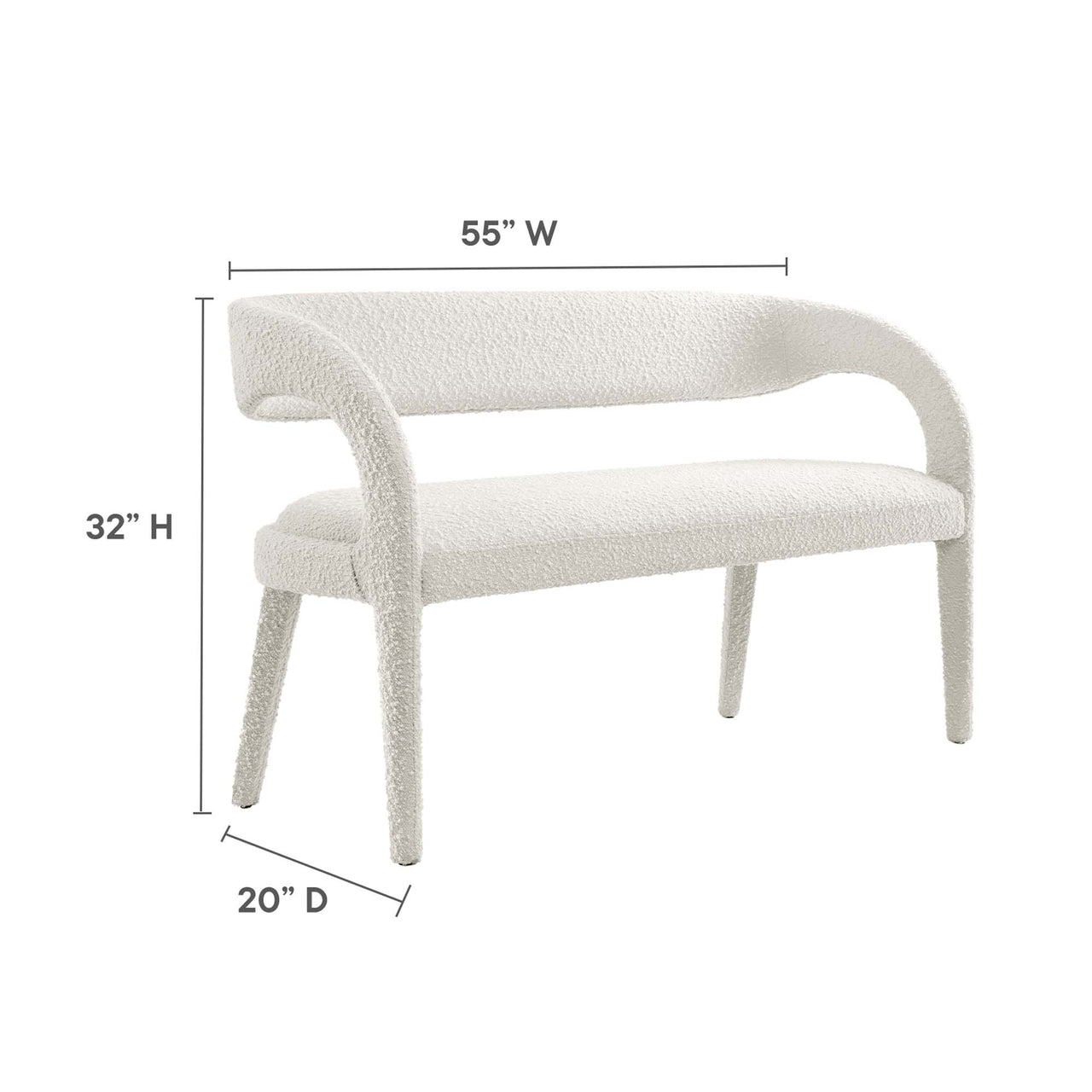 Heron Boucle Bench, Ivory