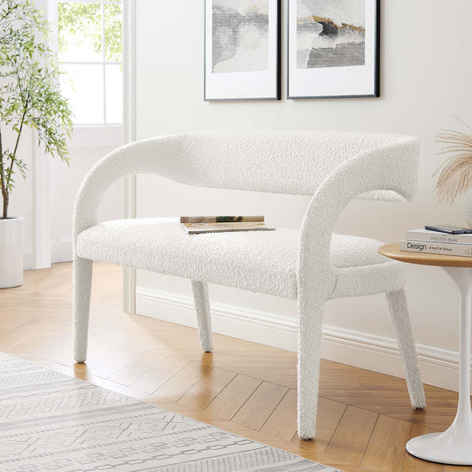 Heron Boucle Bench, Ivory