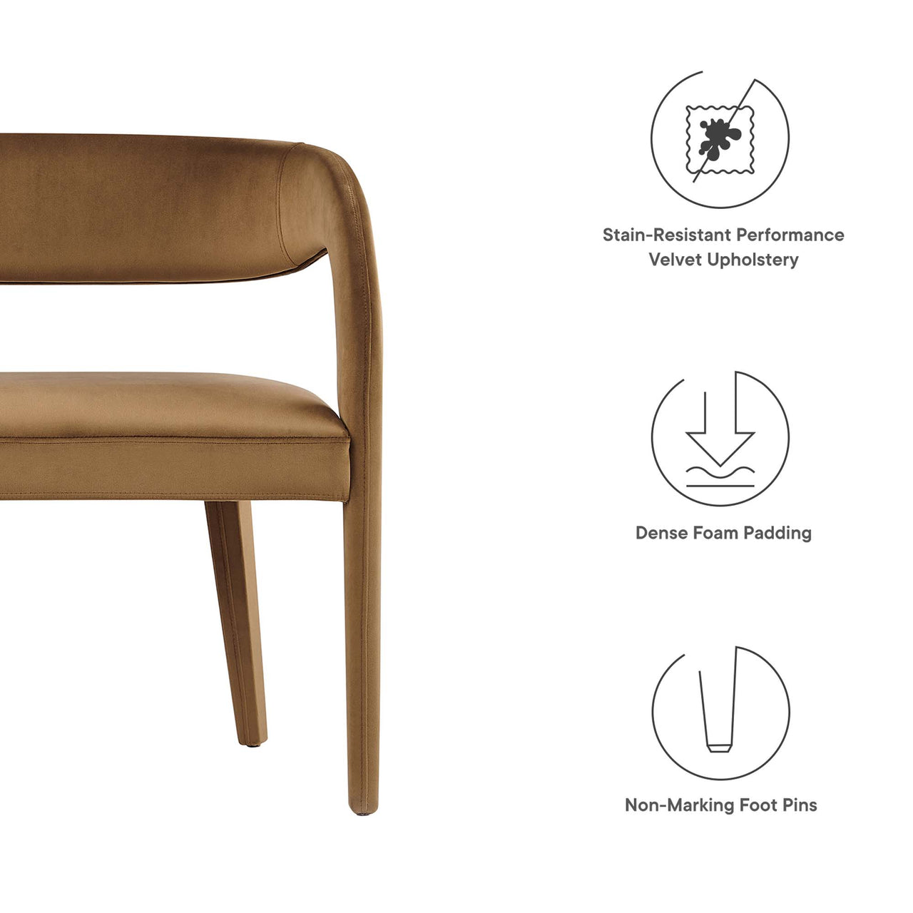 Heron Velvet Bench, Brown