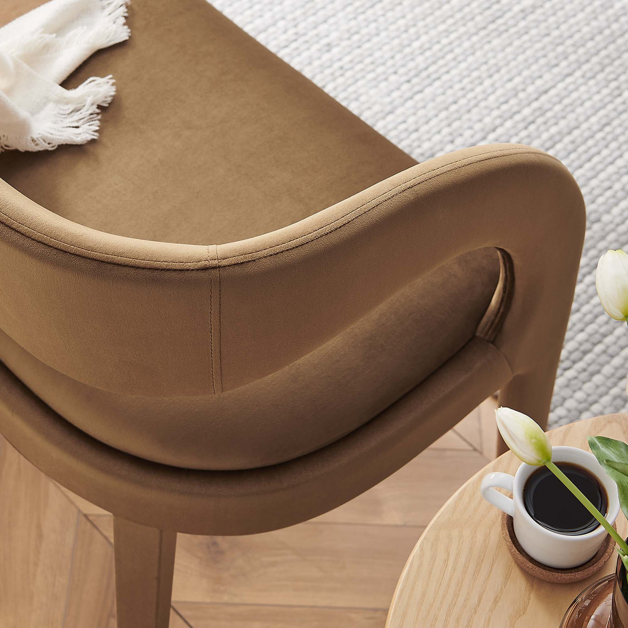 Heron Velvet Bench, Brown