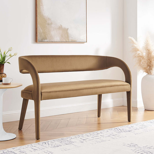 Heron Velvet Bench, Brown