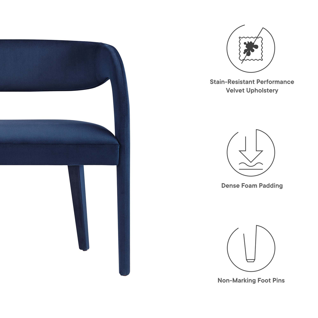 Heron Velvet Bench, Dark Blue