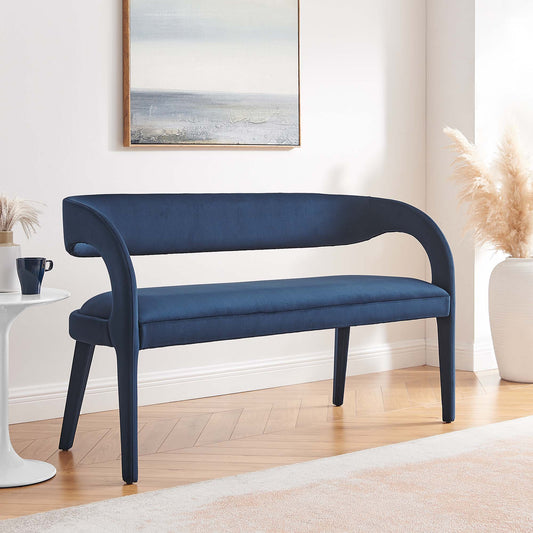 Heron Velvet Bench, Dark Blue