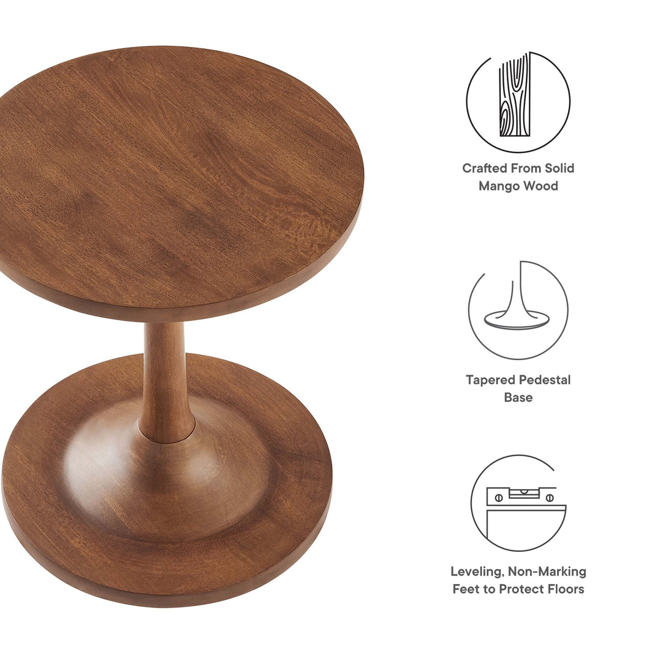 Burst Round Side Table, Walnut