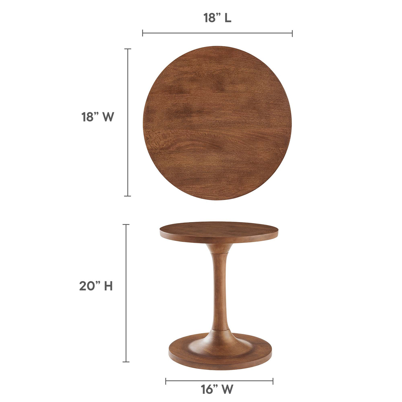 Burst Round Side Table, Walnut