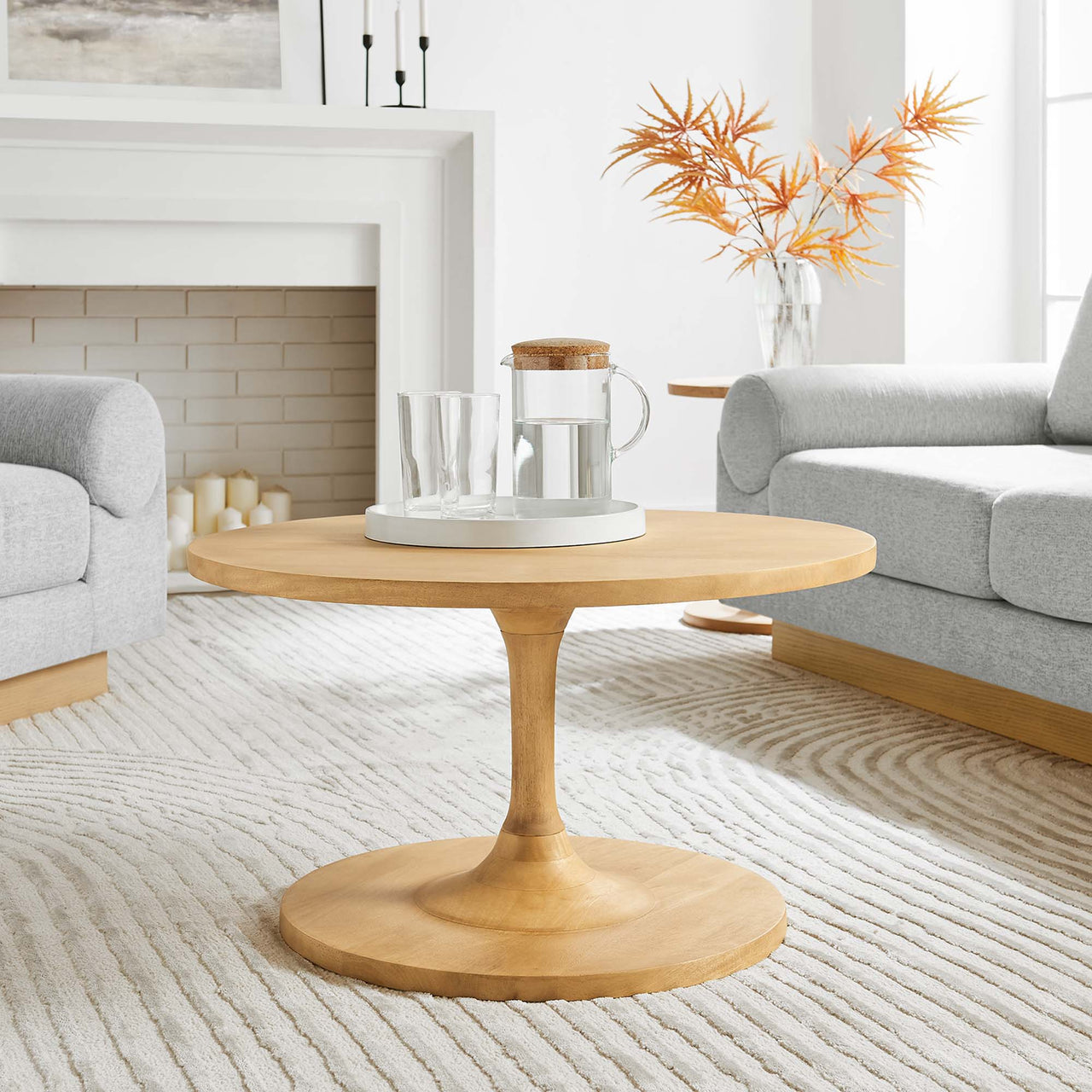 Burst Round Coffee Table, Oak