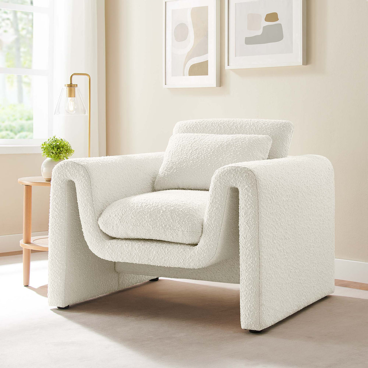 Jorwyn Boucle Accent Chair, Ivory