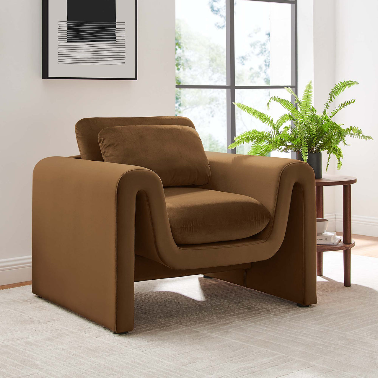 Jorwyn Velvet Accent Chair, Brown