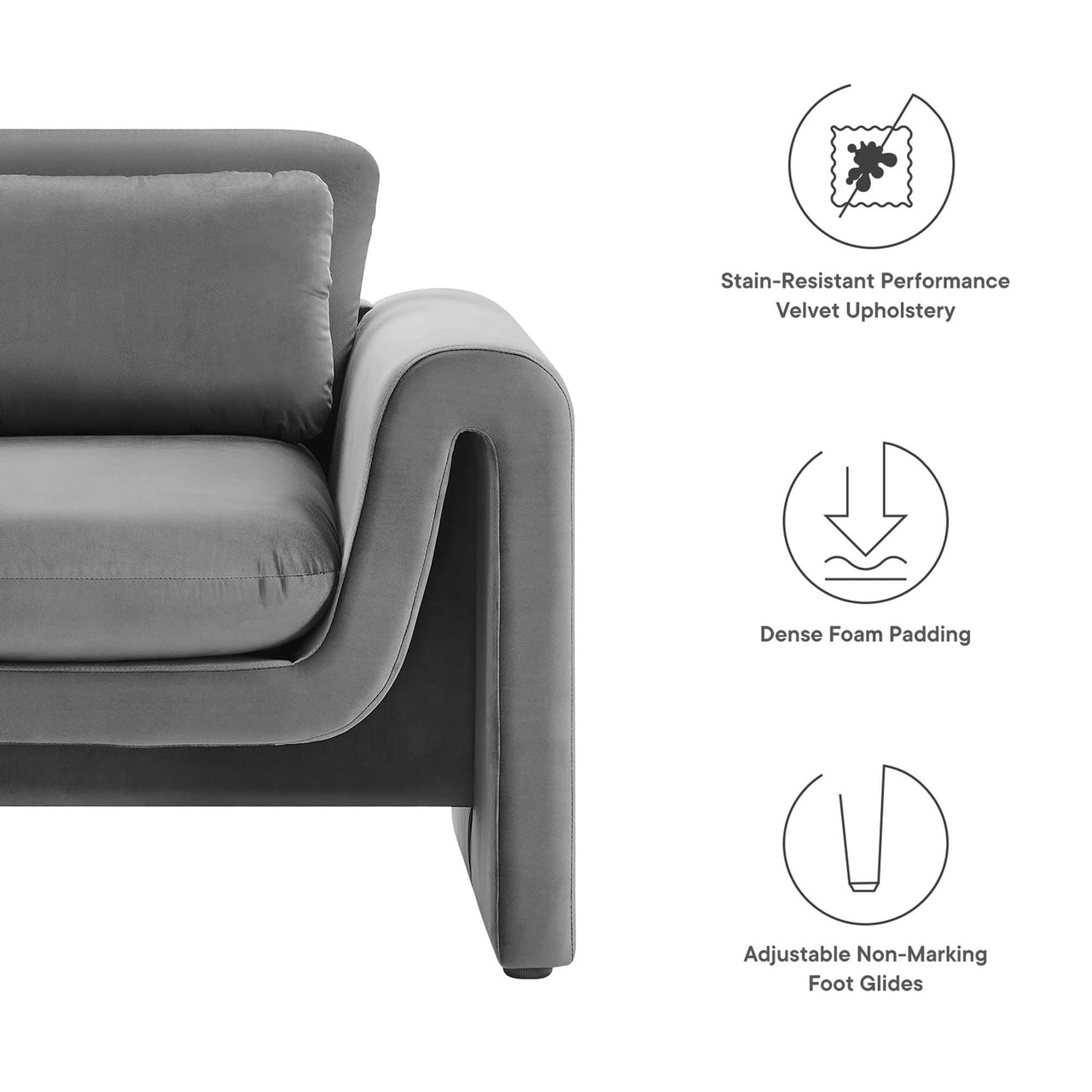 Jorwyn Velvet Accent Chair, Gray