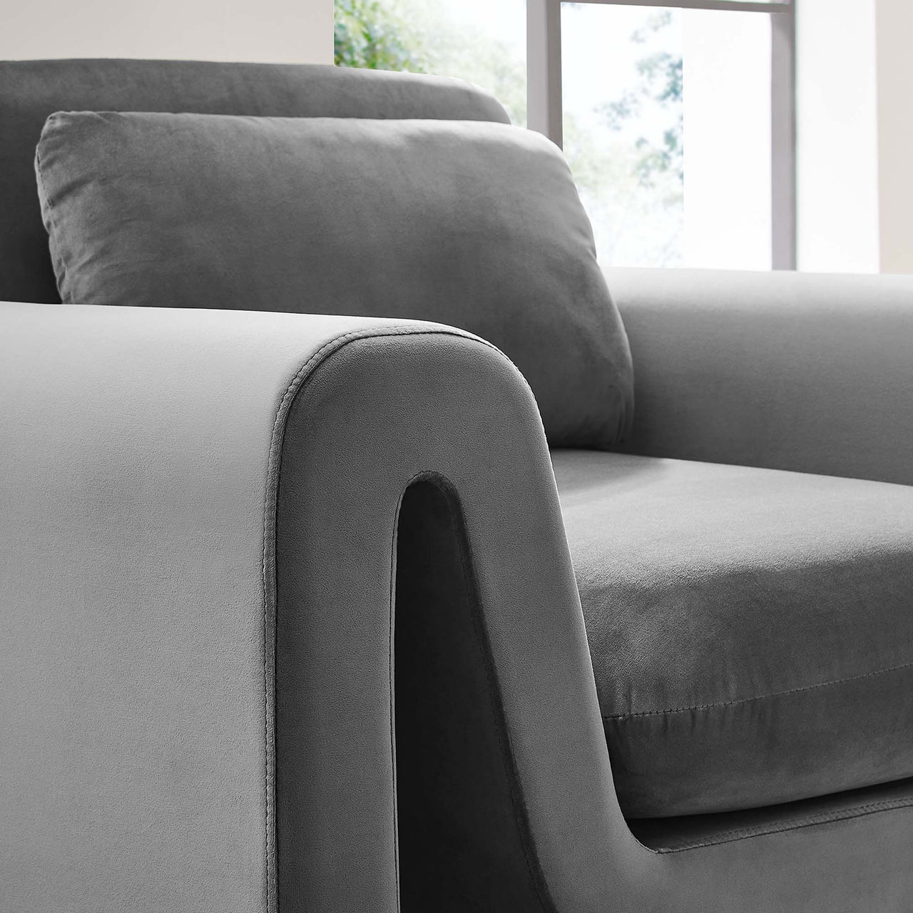 Jorwyn Velvet Accent Chair, Gray