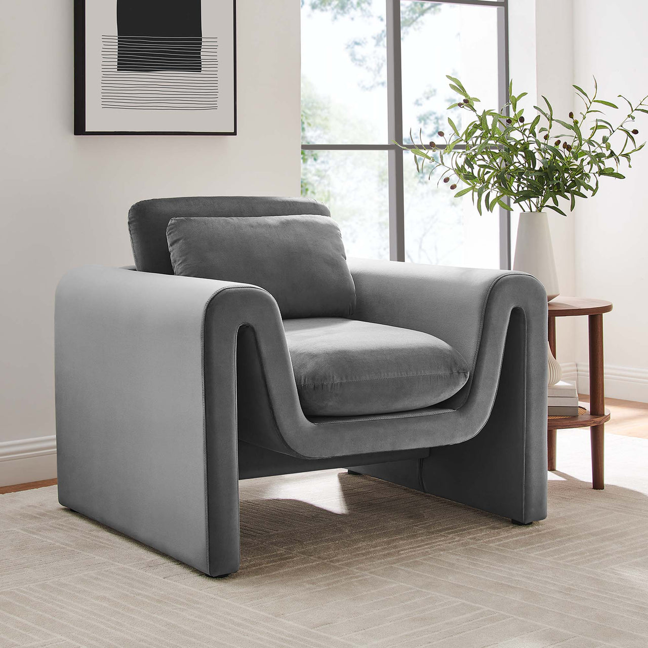 Jorwyn Velvet Accent Chair, Gray