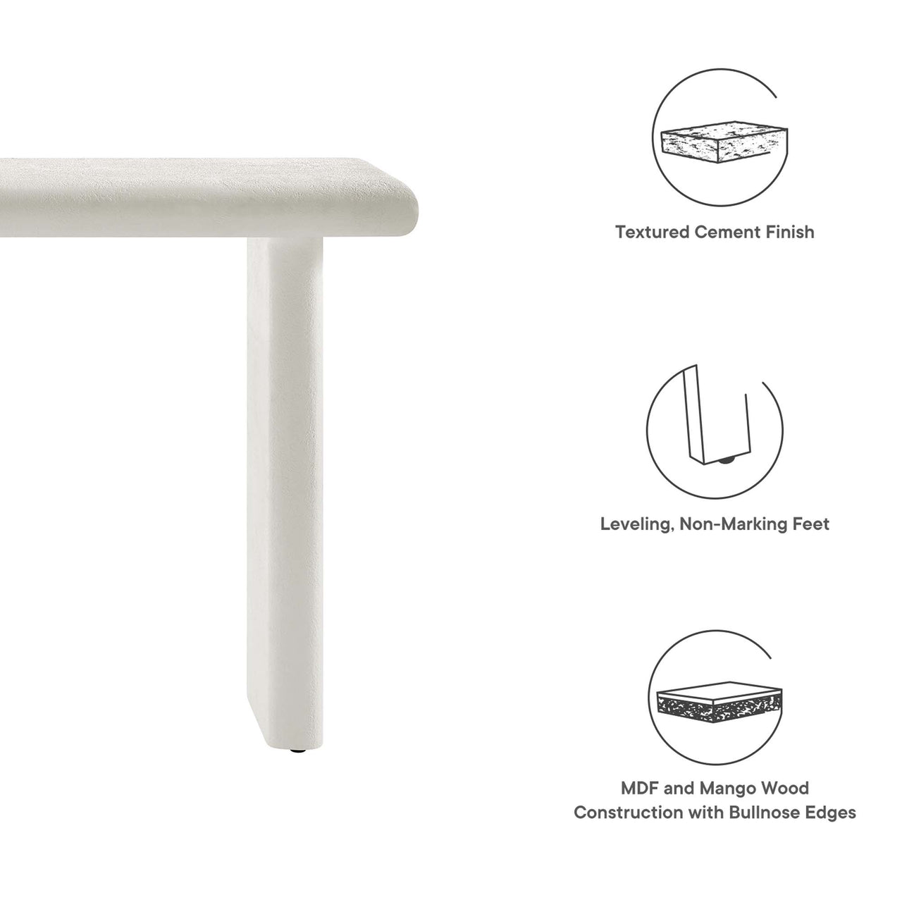 Earthcast Console Table, White