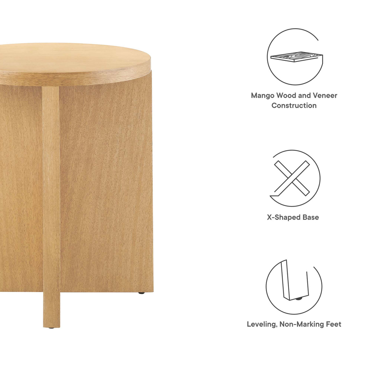 Arithmetic Side Table, Natural Wood