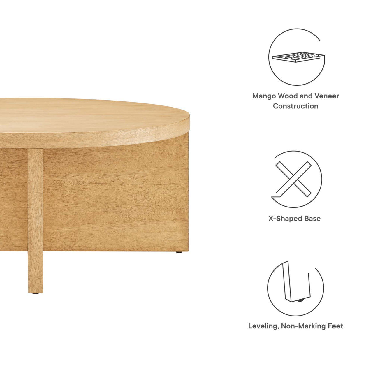 Arithmetic Coffee Table, Natural Wood
