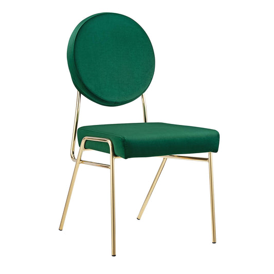 Cressa Luxe Velvet Side Chairs Set of 2, Gold & Green