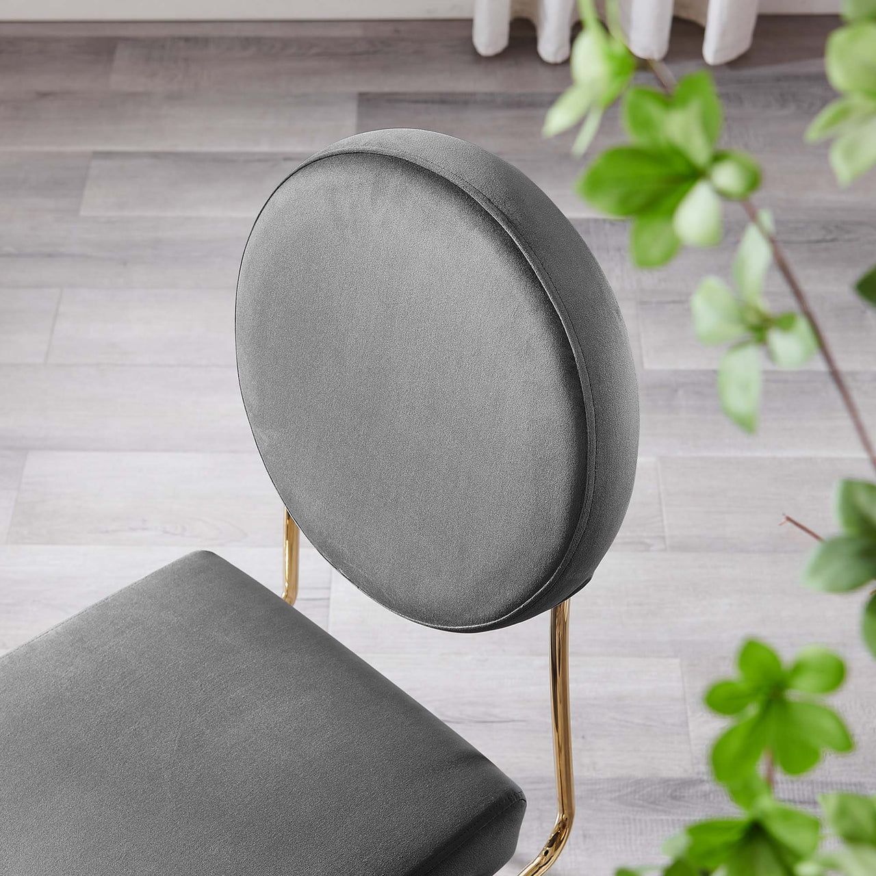 Cressa Luxe Velvet Side Chairs Set of 2, Gold & Gray