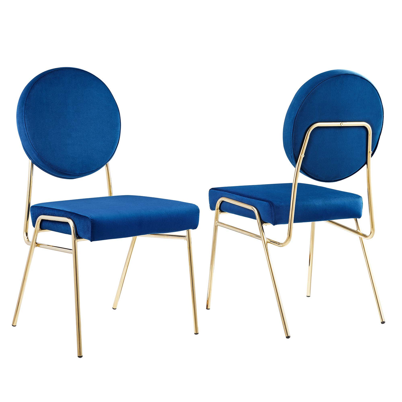 Cressa Luxe Velvet Side Chairs Set of 2, Gold & Navy