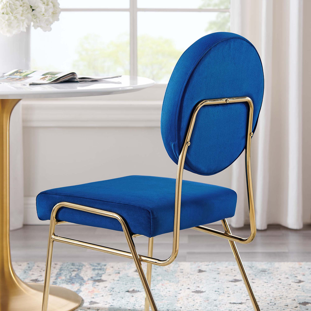 Cressa Luxe Velvet Side Chairs Set of 2, Gold & Navy