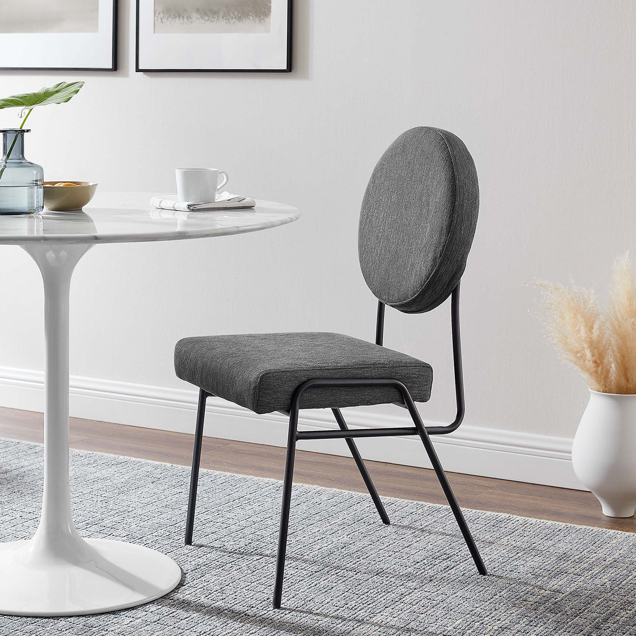 Cressa Luxe Fabric Side Chairs Set of 2, Black & Charcoal