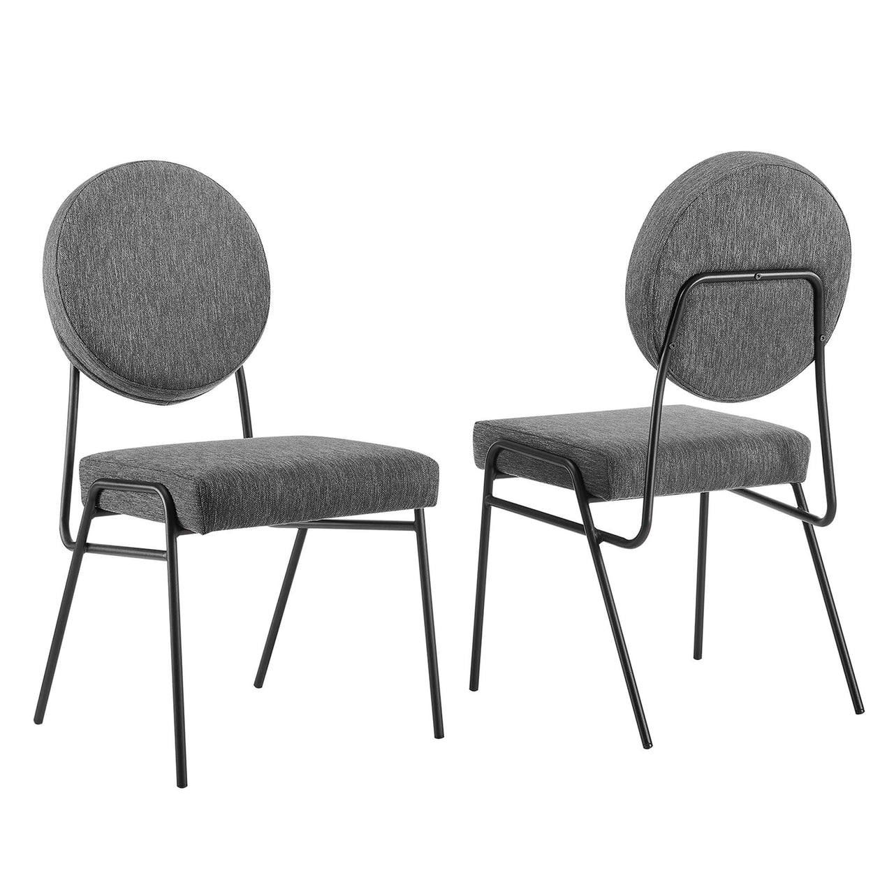 Cressa Luxe Fabric Side Chairs Set of 2, Black & Charcoal