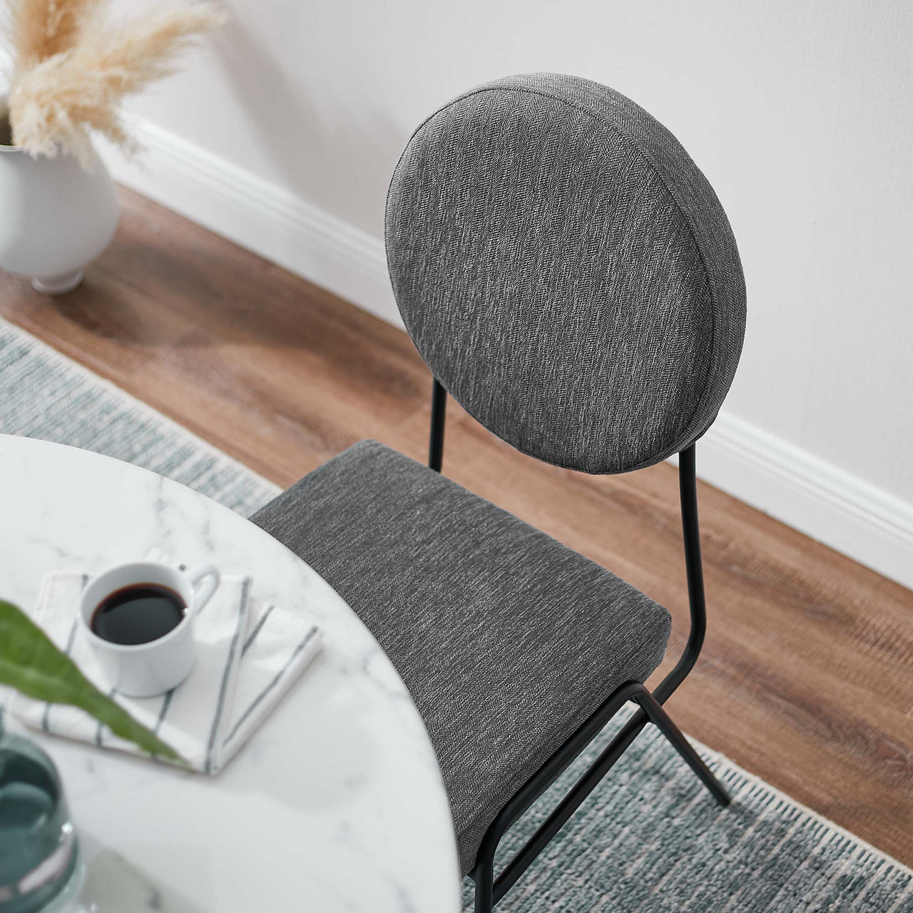 Cressa Luxe Fabric Side Chairs Set of 2, Black & Charcoal