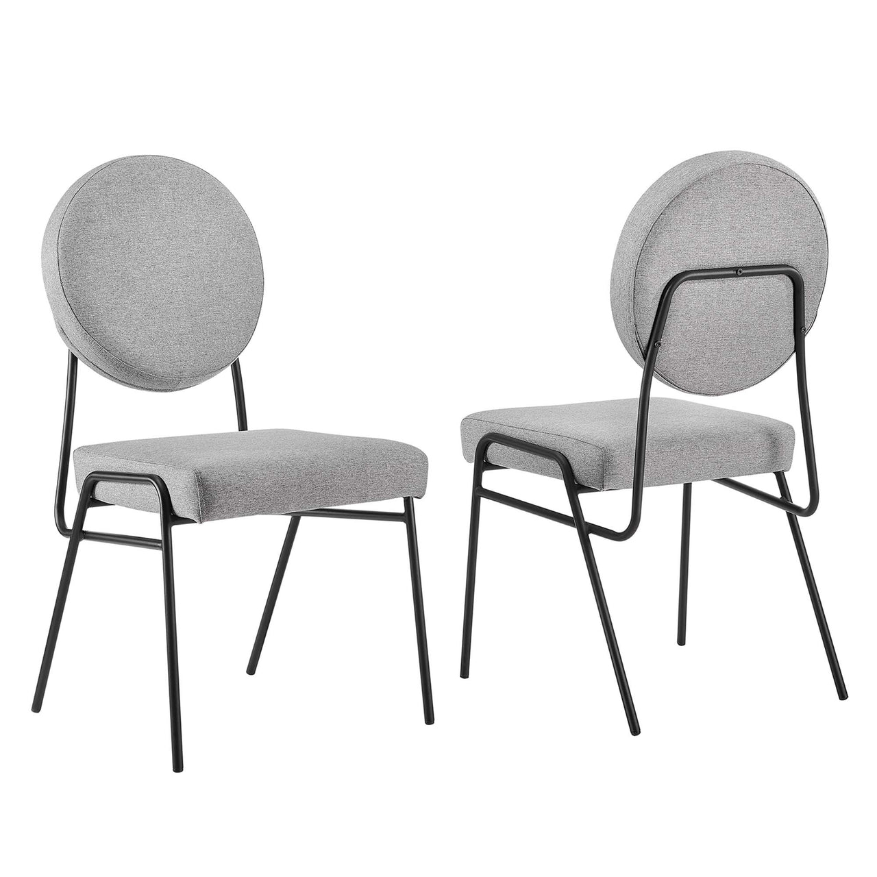 Cressa Luxe Fabric Side Chairs Set of 2, Black & Light Gray