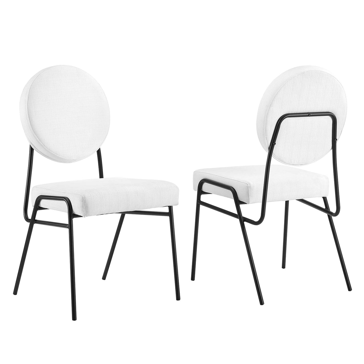 Cressa Luxe Fabric Side Chairs Set of 2, Black & White