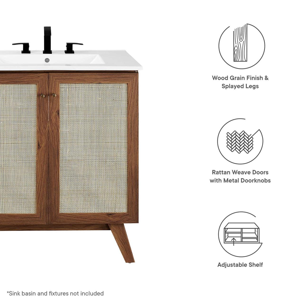 Marra Vanity Base with Storage, Medium, Walnut