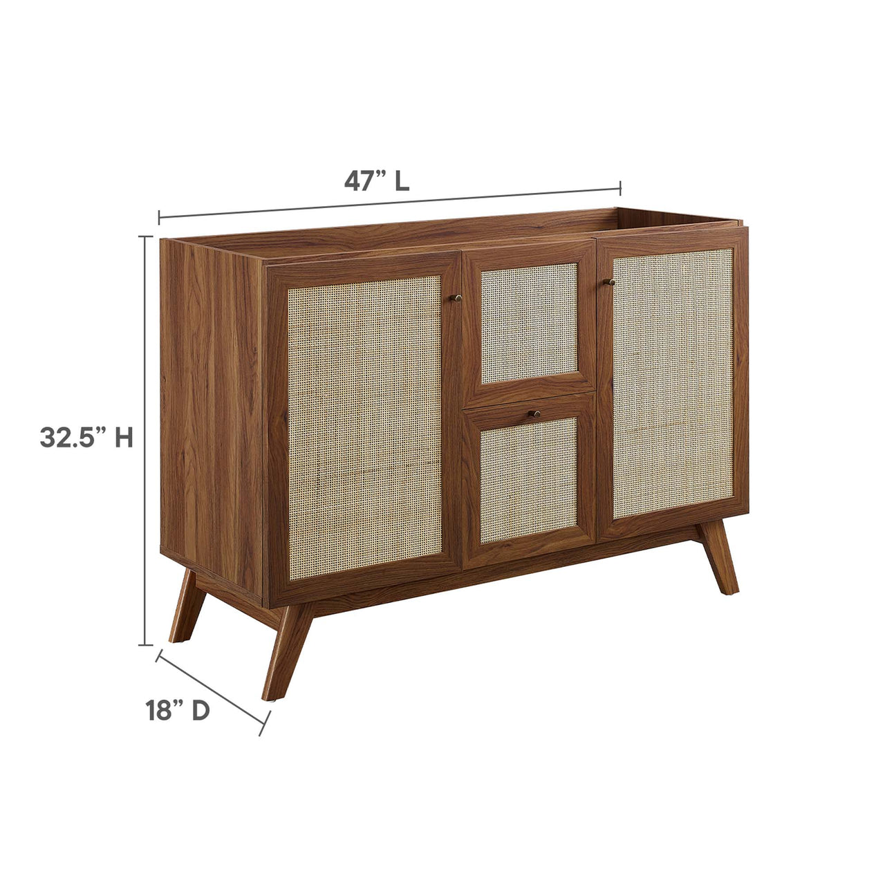 Marra Vanity Base with Storage (Single | Double Sink Compatible), Extra Large, Walnut